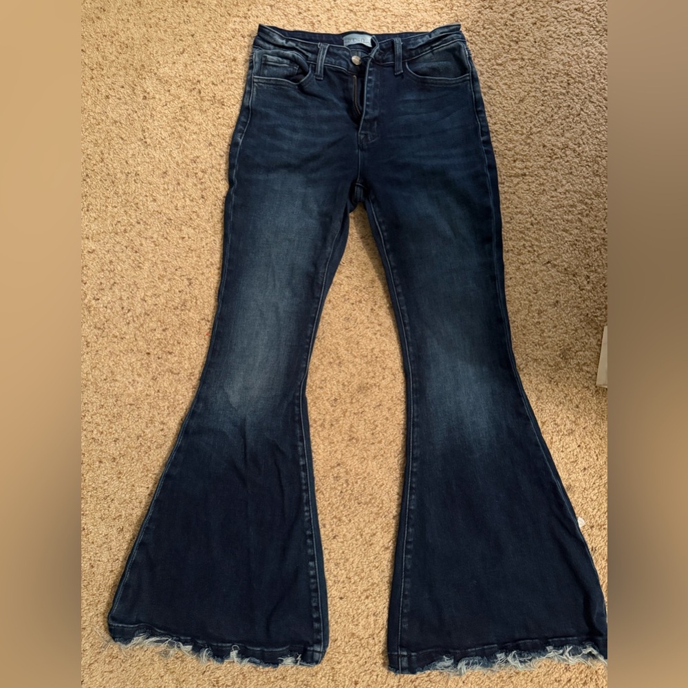 Women's Flared Dark Blue Jeans
